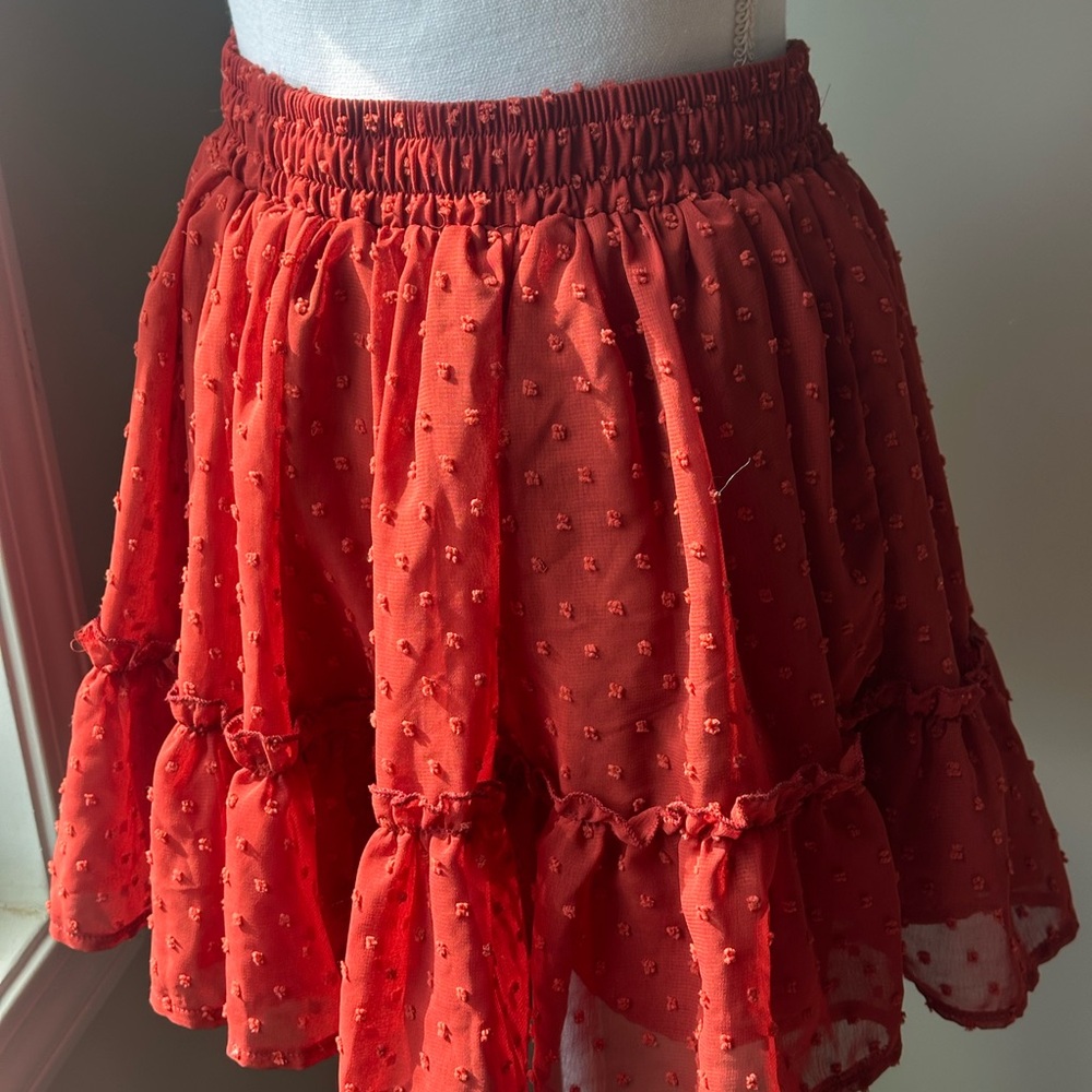 SHEIN Red Textured Mini Skirt